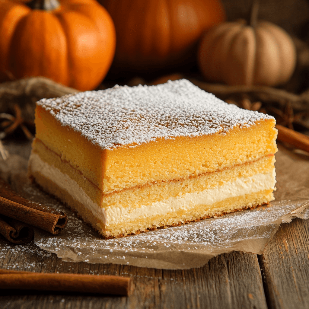 Pumpkin Magic Custard Cake with Three Layers