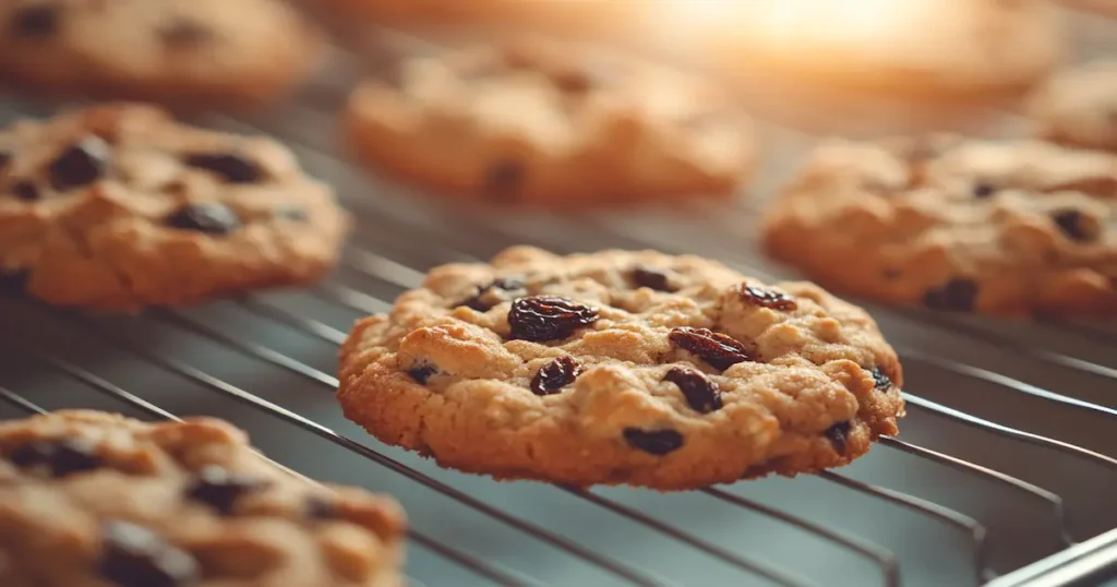 Quaker Oats Oatmeal Raisin Cookies close-up shot with soft texture