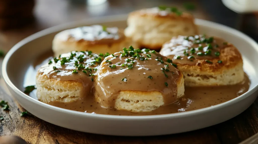 Bob Evans Sausage Gravy over biscuits