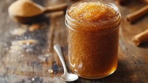 Homemade brown sugar simple syrup in a glass jar