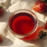 Homemade Strawberry Simple Syrup in a Jar with Fresh Strawberries