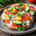 Healthy Low Calorie High Protein Cottage Cheese Toast Served