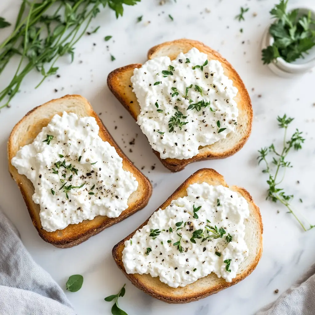 Recipe Card for Low Calorie High Protein Cottage Cheese Toast