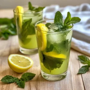 Japanese Mounjaro Detox Drink in a glass with lemon slices and mint leaves